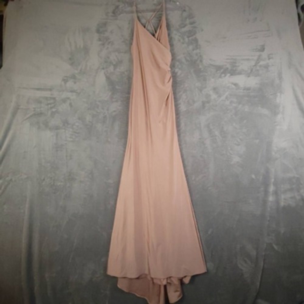 La Femme Dress Womens Formal Preppy Pink Maxi High Low Strappy Open Back 2 New‎